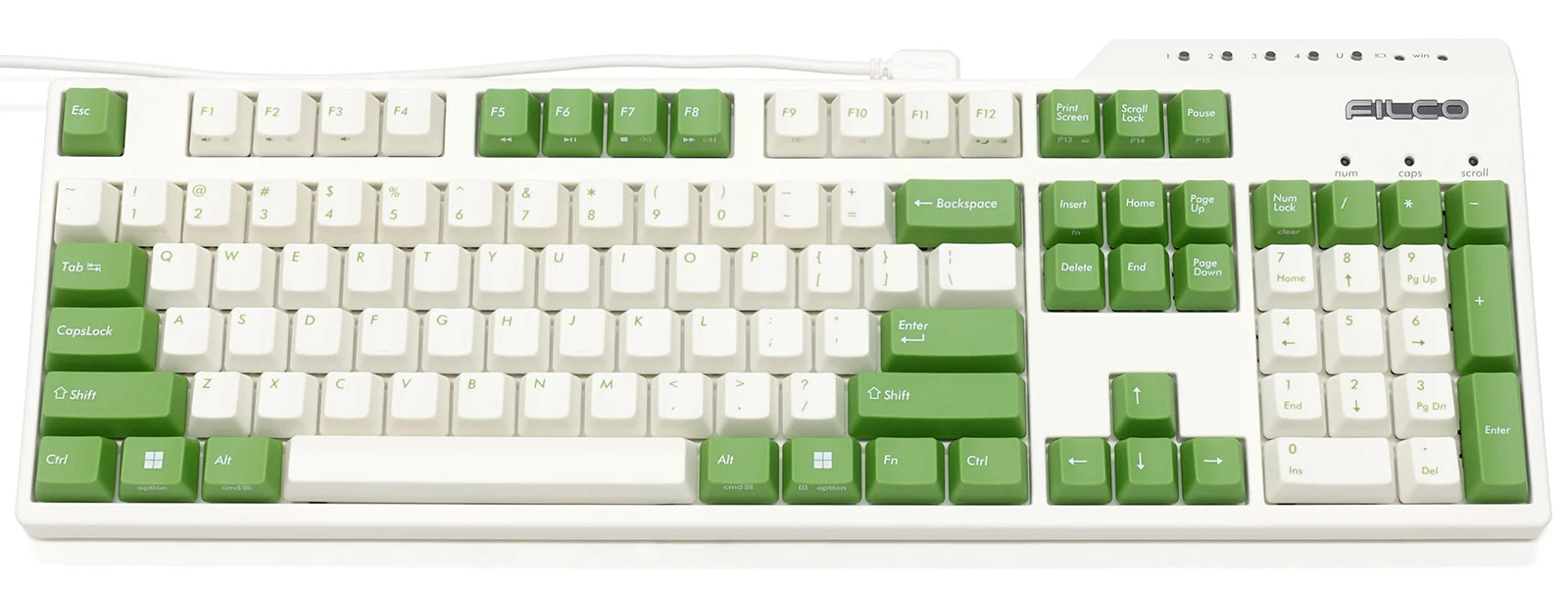 Filco Majestouch Convertible 3 Green and White Double Shot PBT Mechanical Keyboard - Image 10