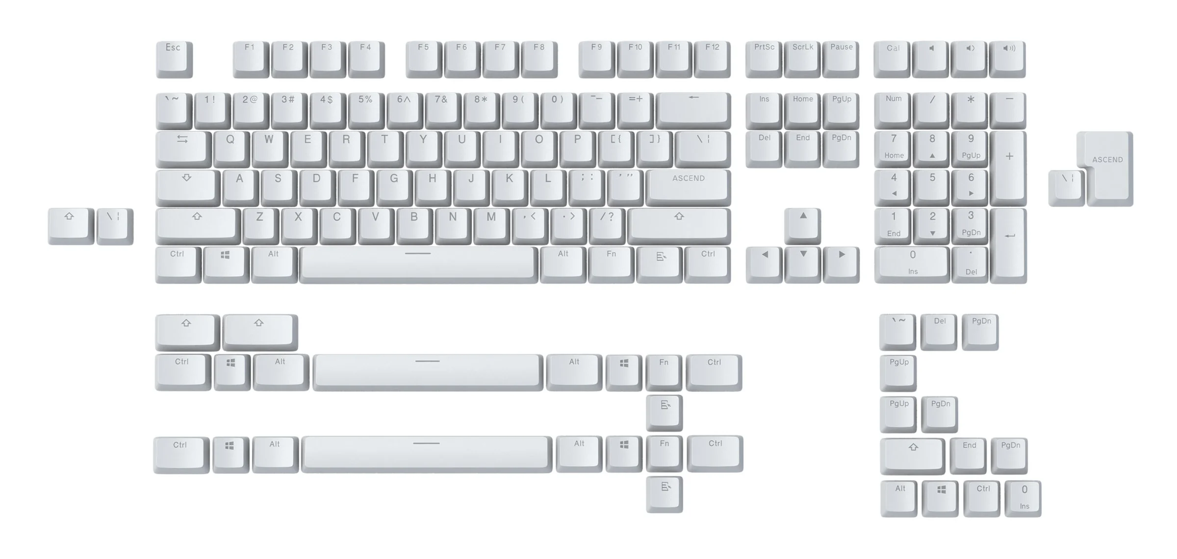 Glorious PC White 104 Key OEM Profile Double Shot ABS Keycap Set