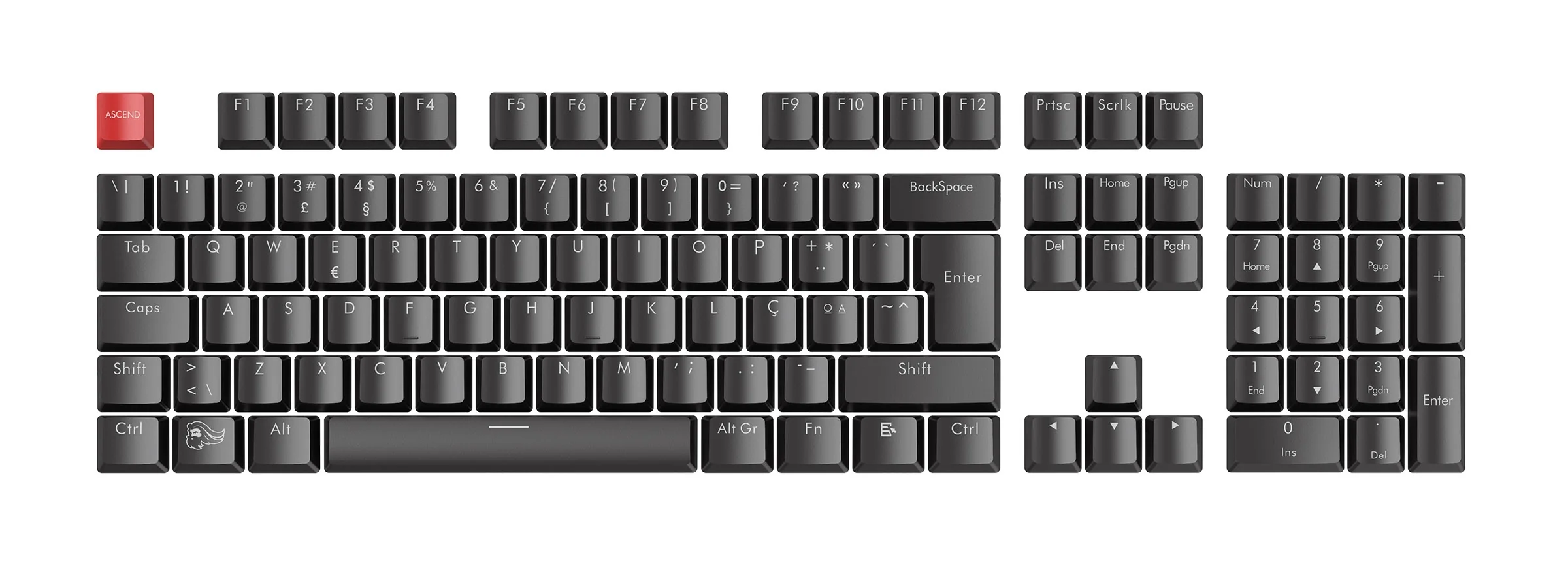 Glorious PC Black ISO Portuguese 104 Key OEM Profile Backlit ABS Keycap Set