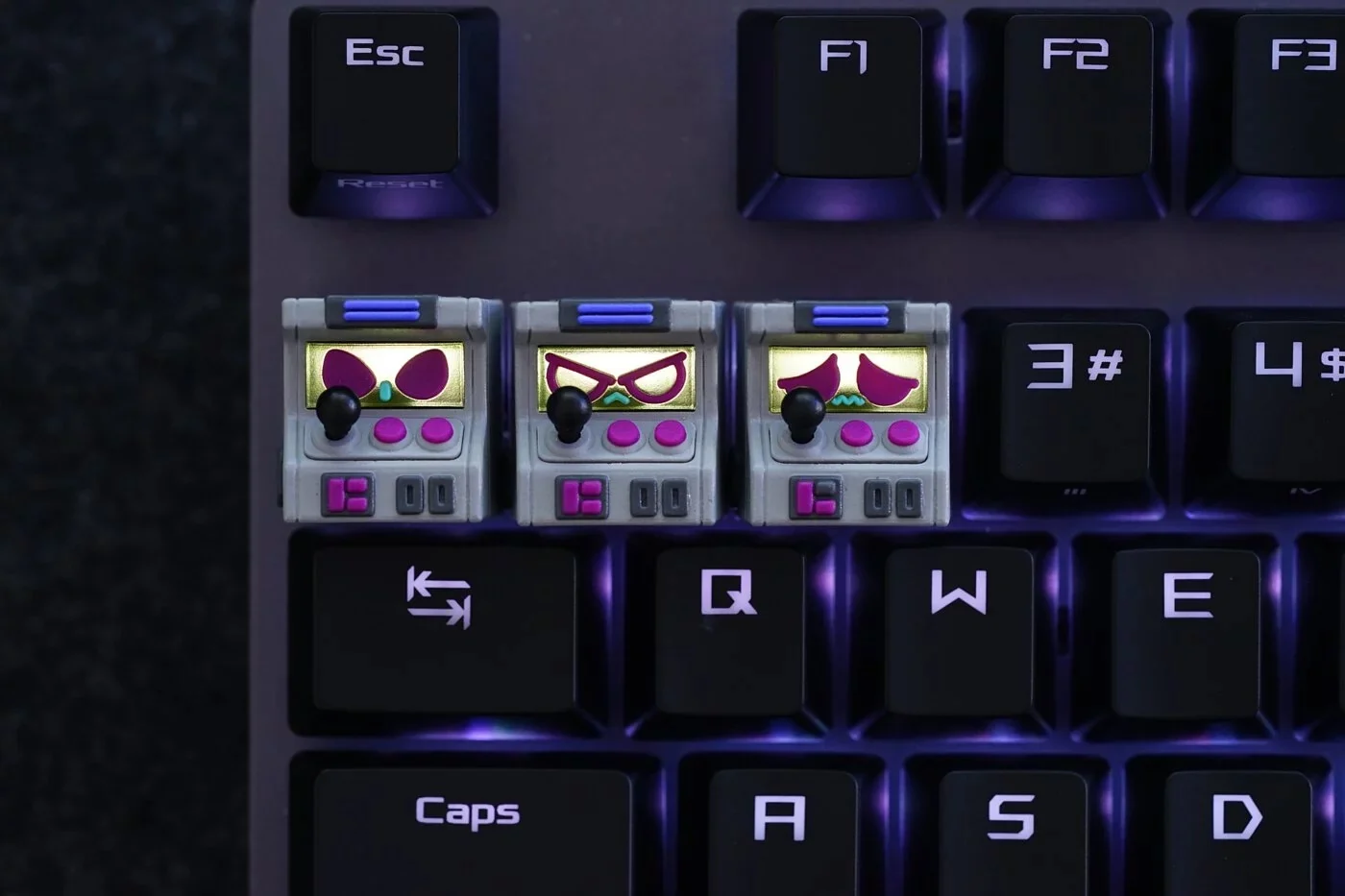 Hot Keys Project HKP Error Angry Grey Purple Artisan Keycap - Image 2
