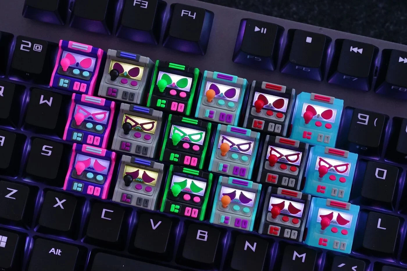 Hot Keys Project HKP Error Smart Grey Purple Artisan Keycap - Image 3