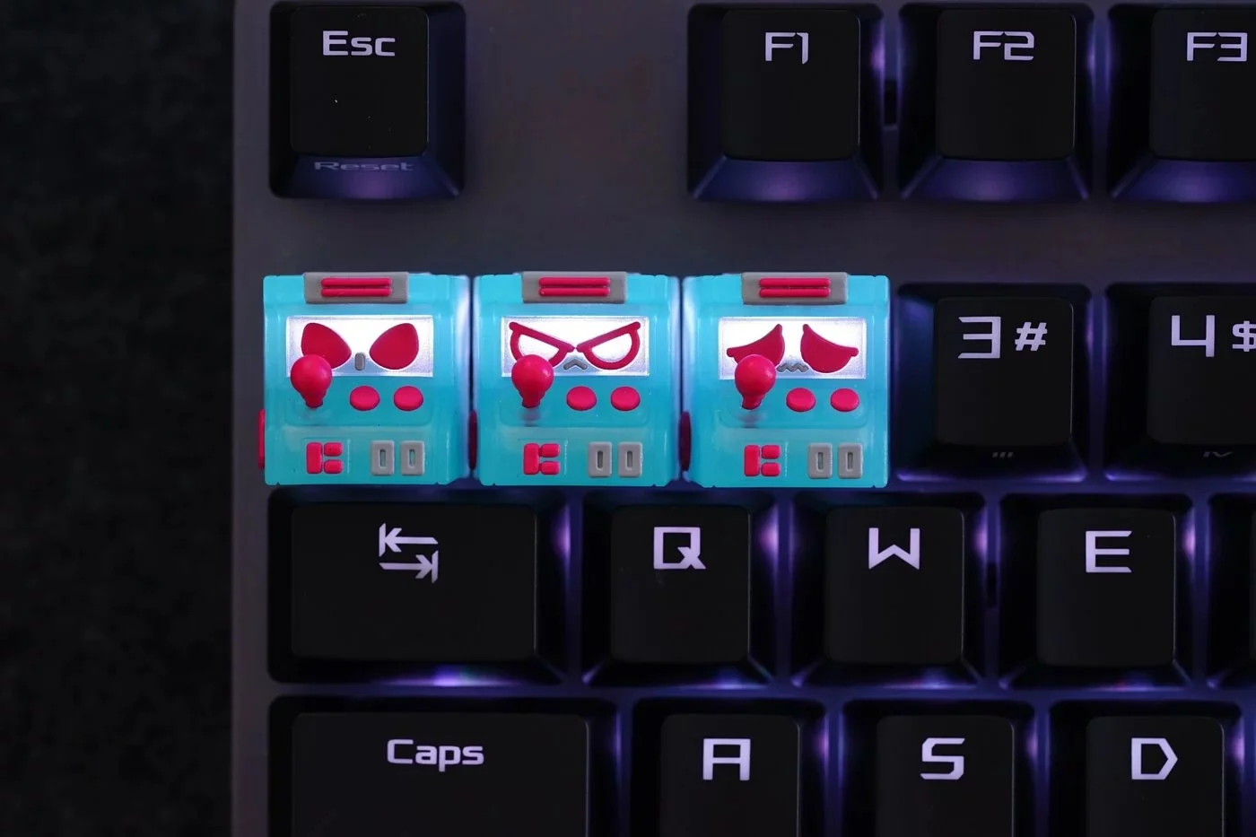 Hot Keys Project HKP Error Smart Trans Blue Red Artisan Keycap - Image 2