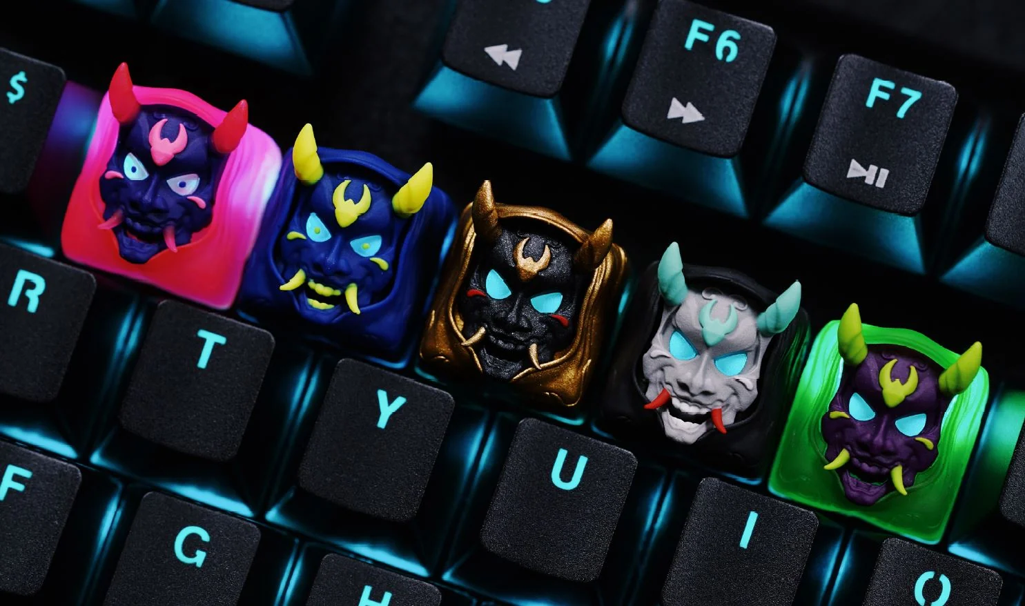 Hot Keys Project HKP Hannya Demon Laser Pink Artisan Keycap - Image 2