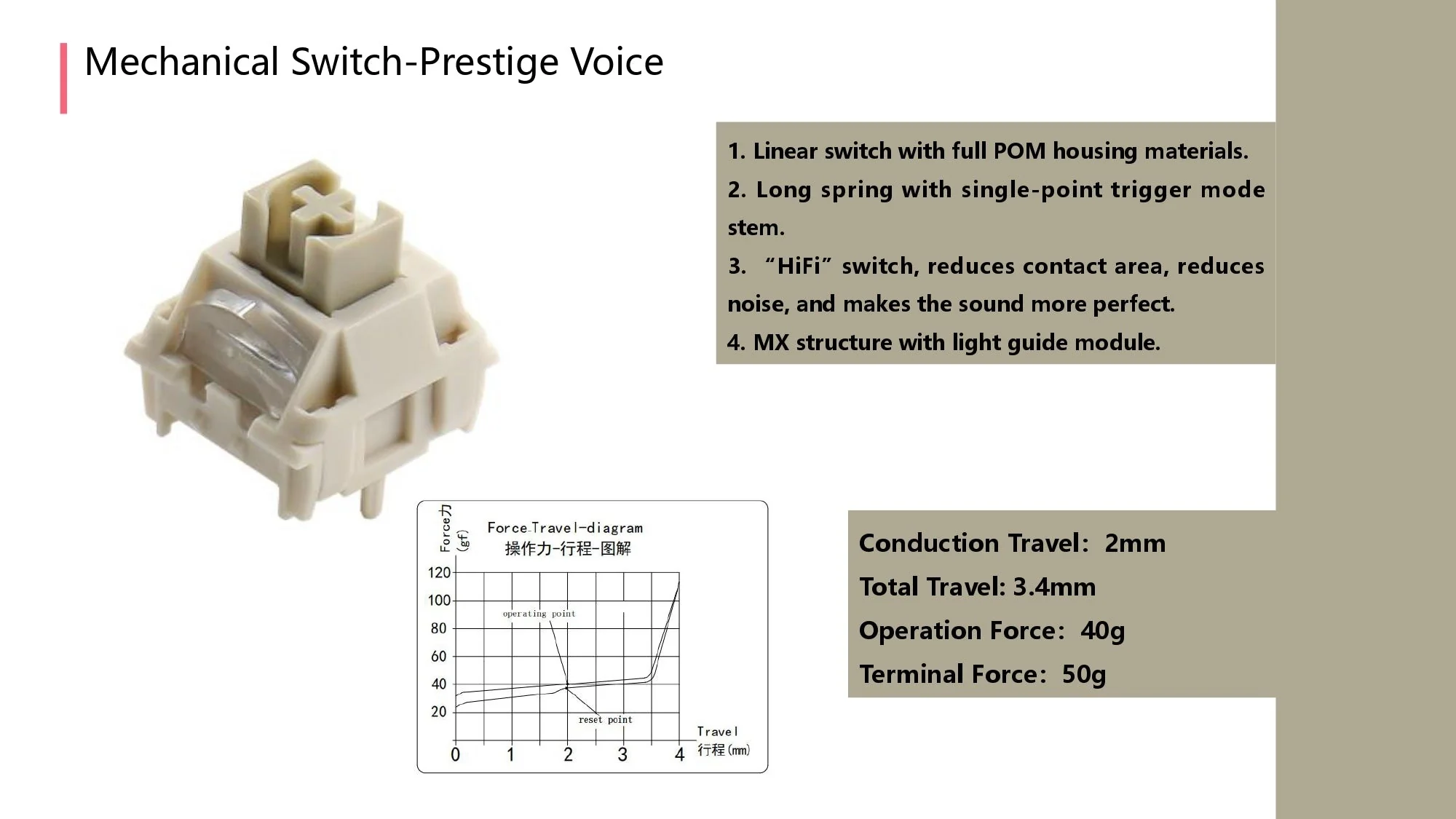 Kailh Prestige Voice 40g Linear PCB Mount Switch - Image 2