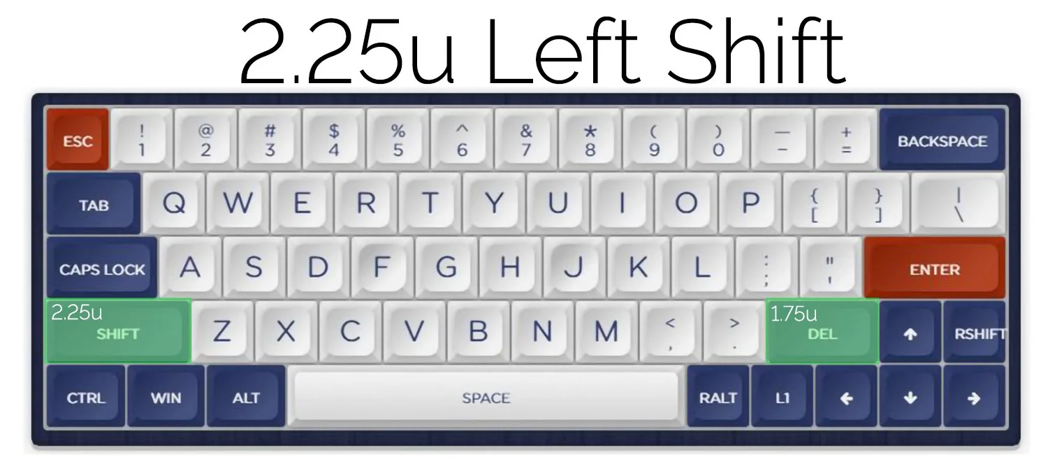 KBDFans DZ60 ANSI CNC Aluminum Plate- 2.25u Left Shift - Image 3