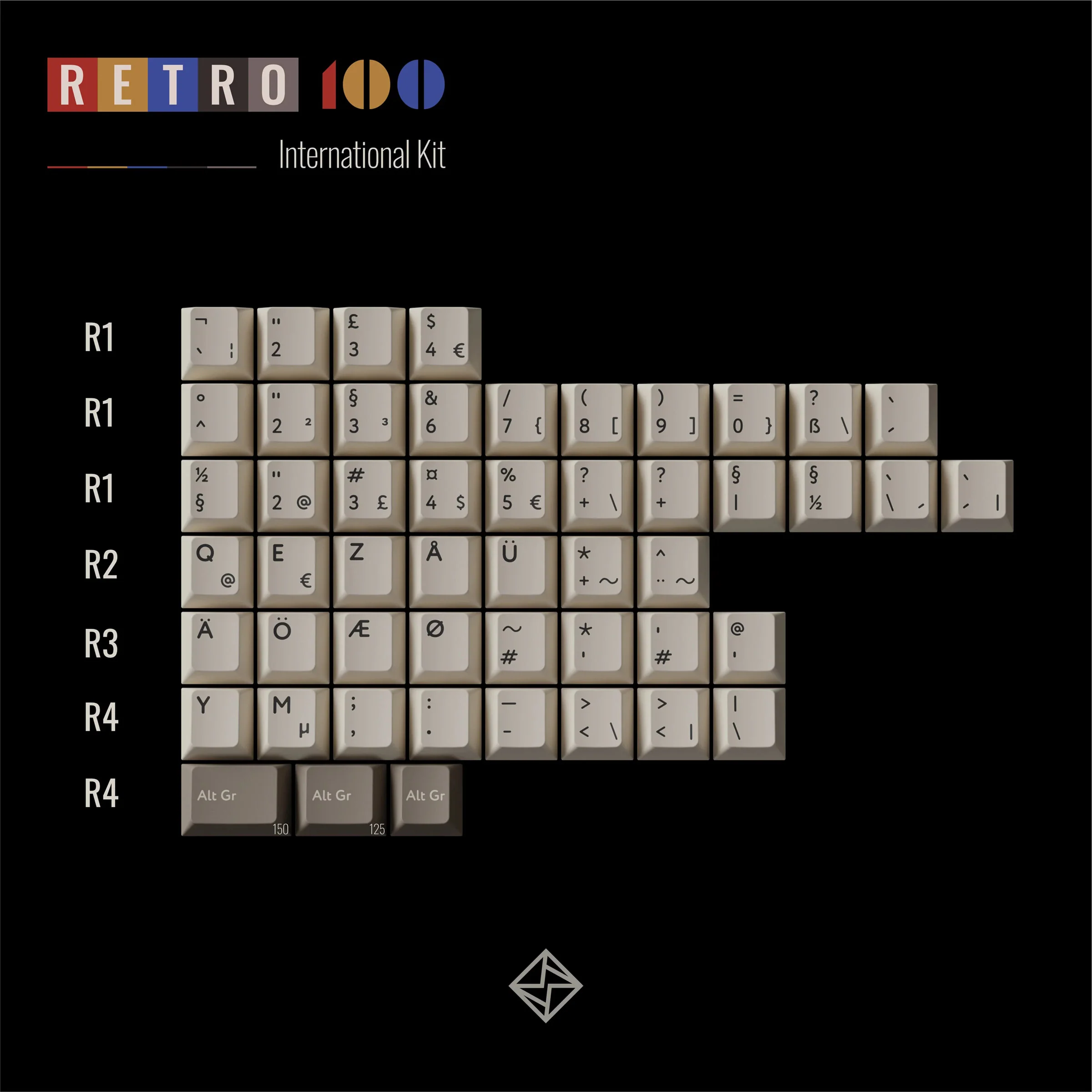 KBDFans PBTFans Retro 100 International 51 Key Add-on Keycap Set