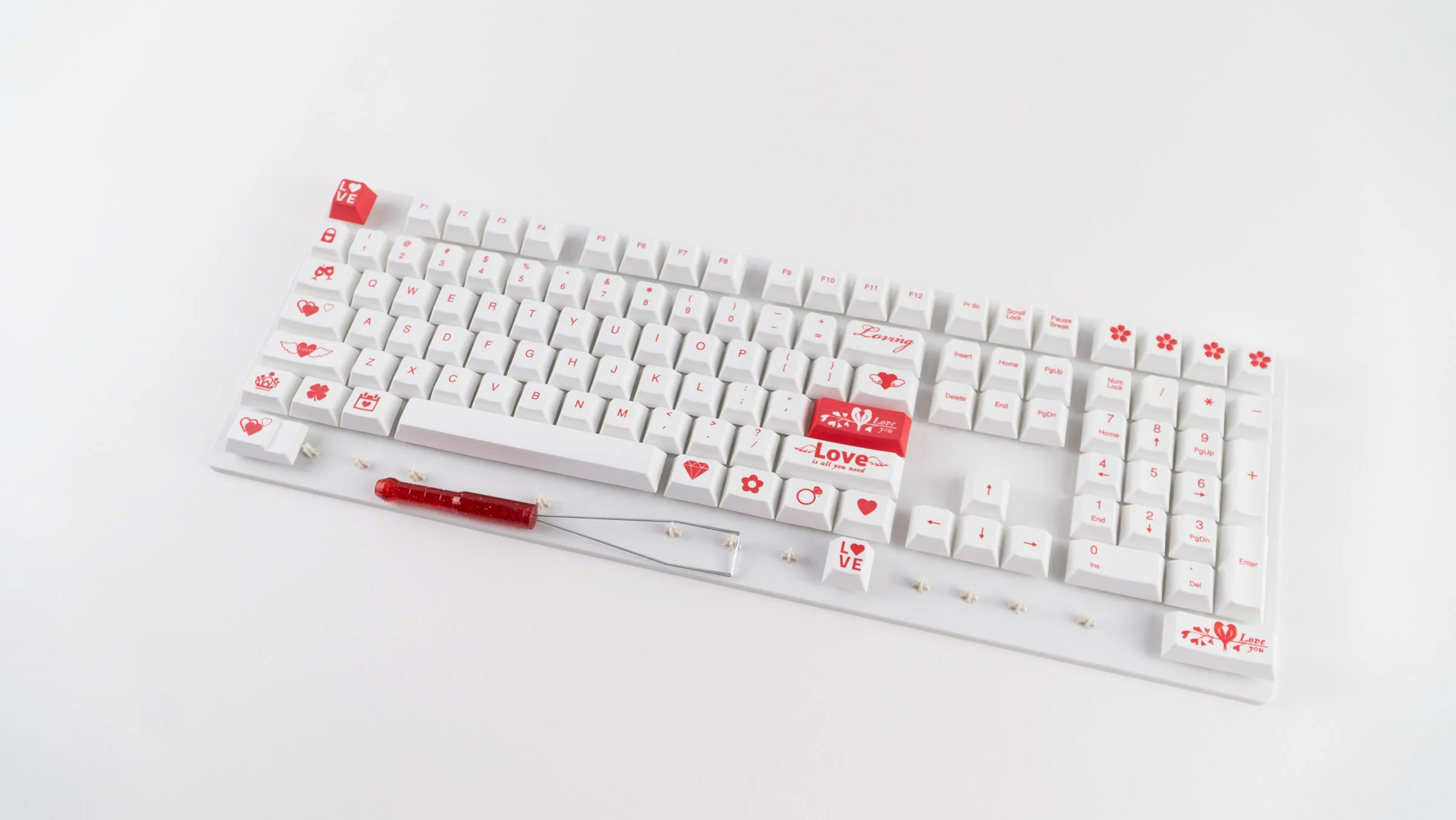 KBParadise Love Red 111 Key Cherry Profile Dye Sub PBT Keycap Set - Image 3