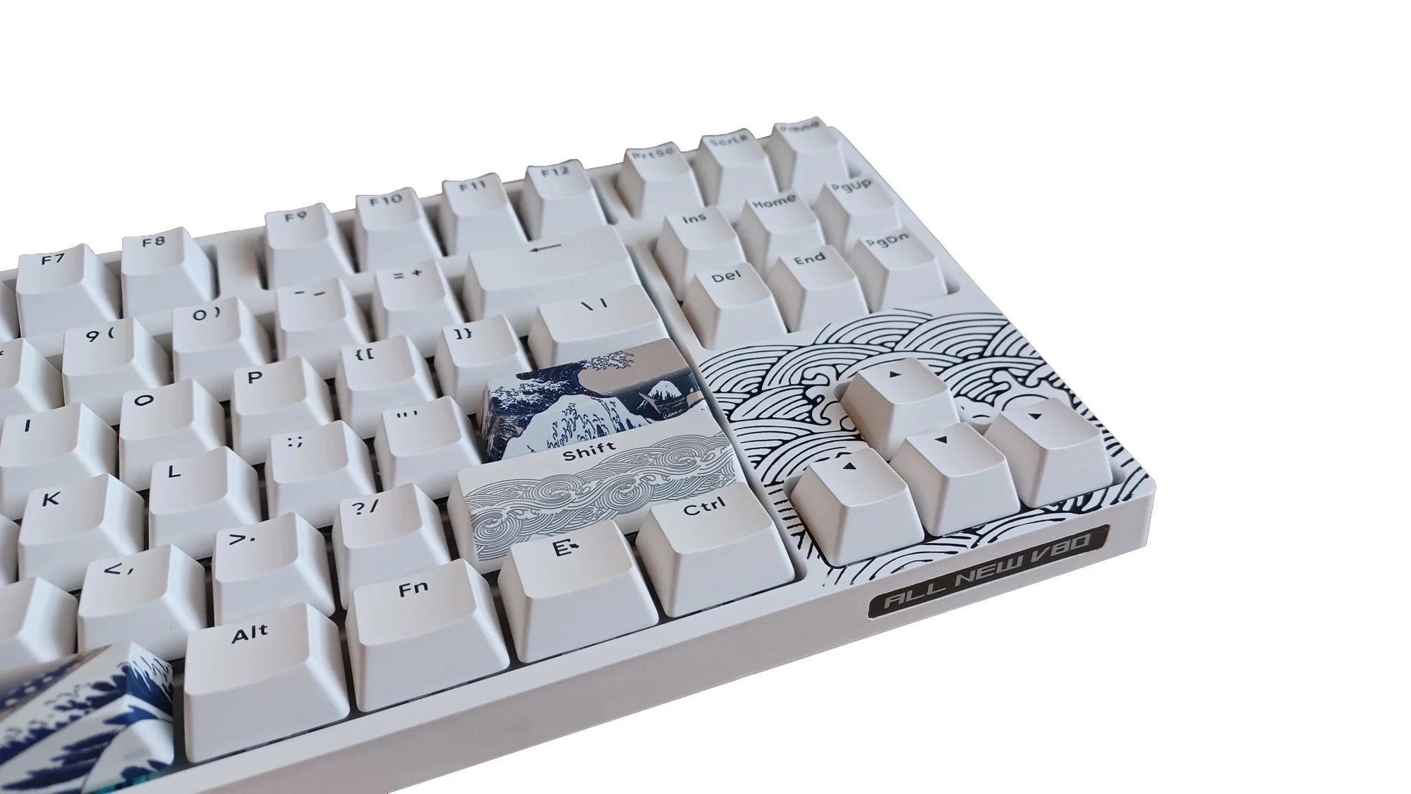 KBParadise V80 V2 White Great Wave TKL Hotswap White LED Double Shot PBT Mechanical Keyboard - Image 3