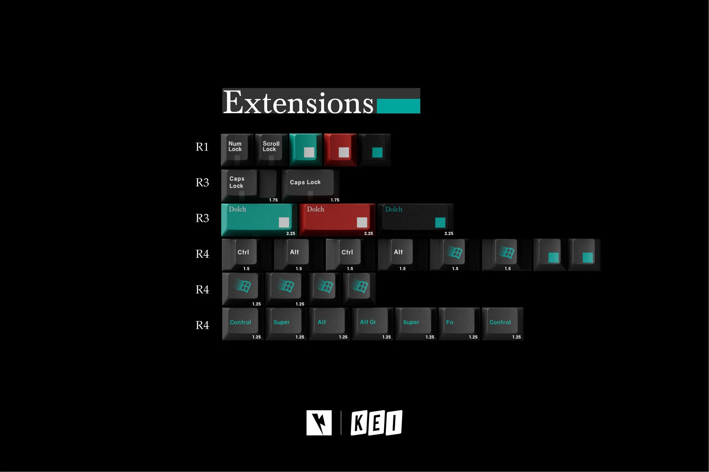 Key Kobo Dolch Cadet Cherry Profile ABS Keycap Set - Image 4