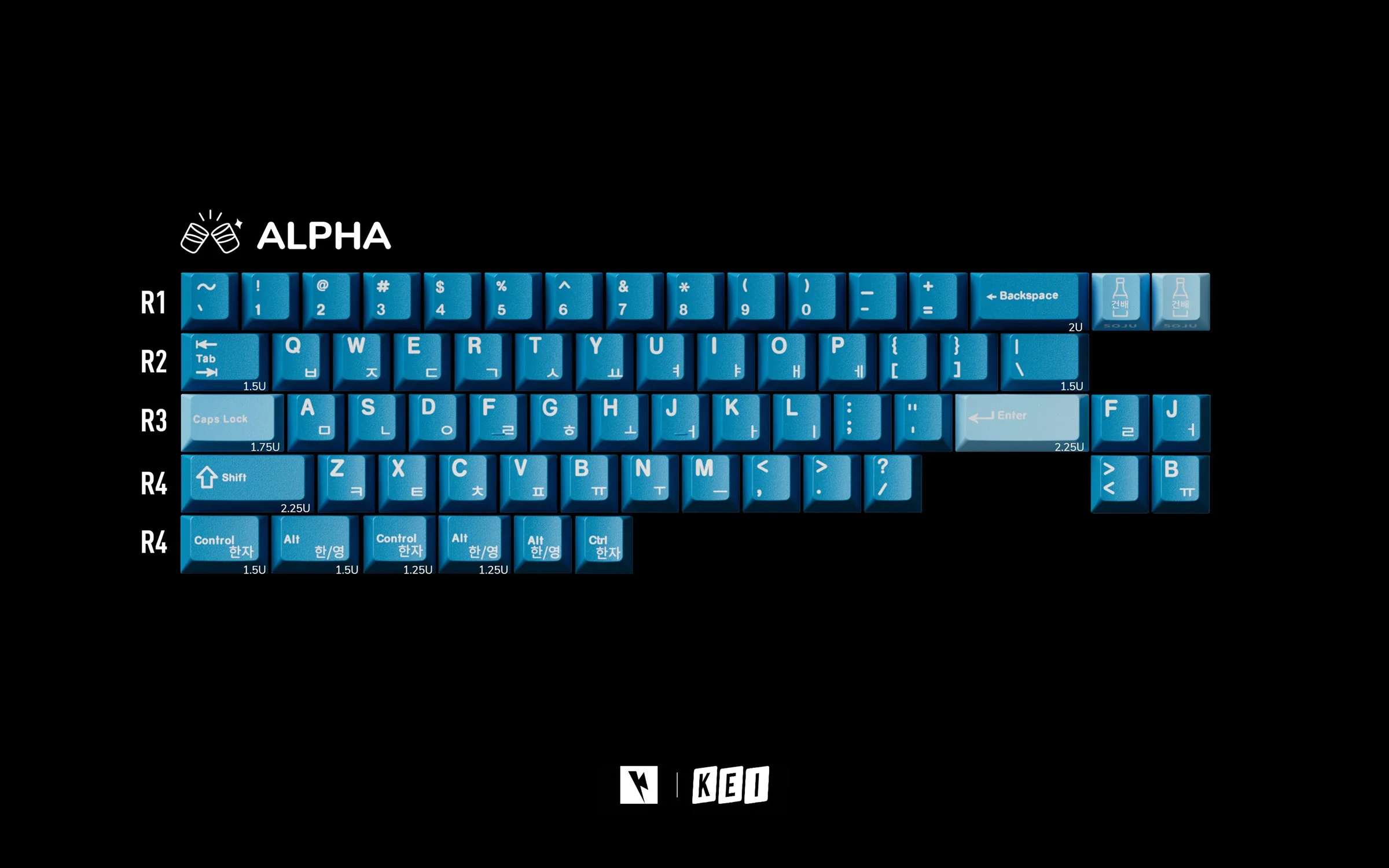 Key Kobo Soju Blue Cherry Profile Double Shot ABS Keycap Set - Image 7