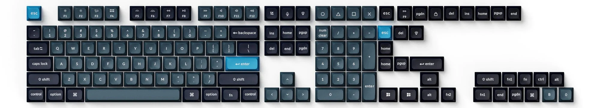 Keychron Dark Grey / Greyish Blue 140 Key KSA Profile Double Shot PBT Keycap Set - Image 2