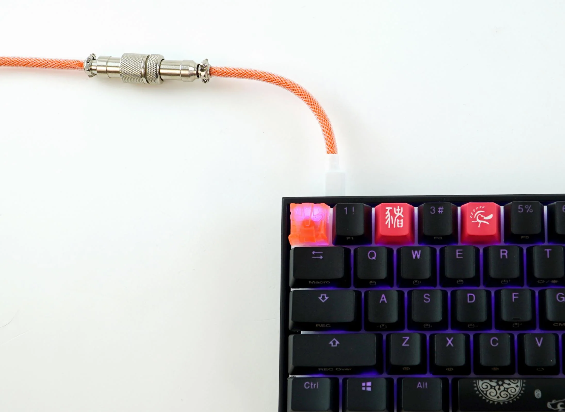 Kraken Orange Sleeved Aviator Universal USB Keyboard Cable - Image 3