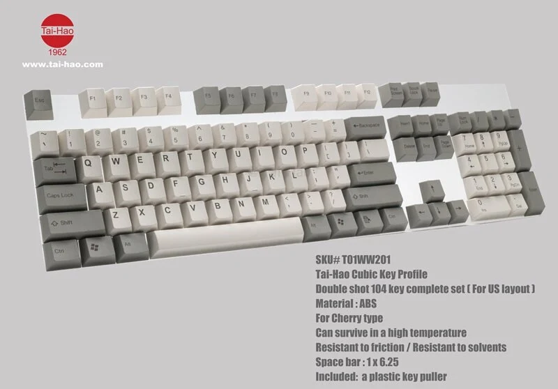Tai-Hao Concrete 115 Key Cubic Profile Double Shot ABS Keycap Set - Image 3