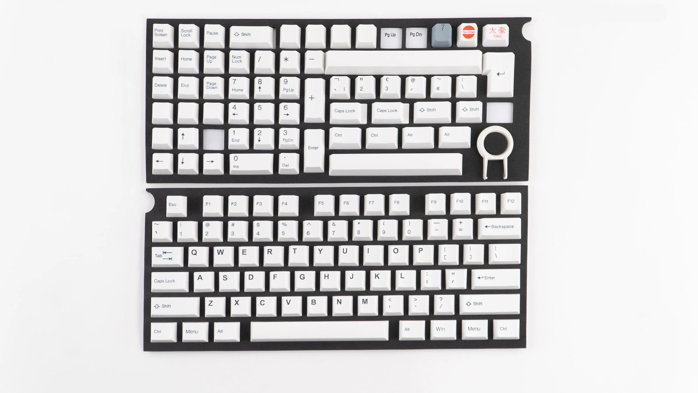 Tai-Hao Black on White 128 Key Cubic Double Shot ABS Keycap Set White - Image 2