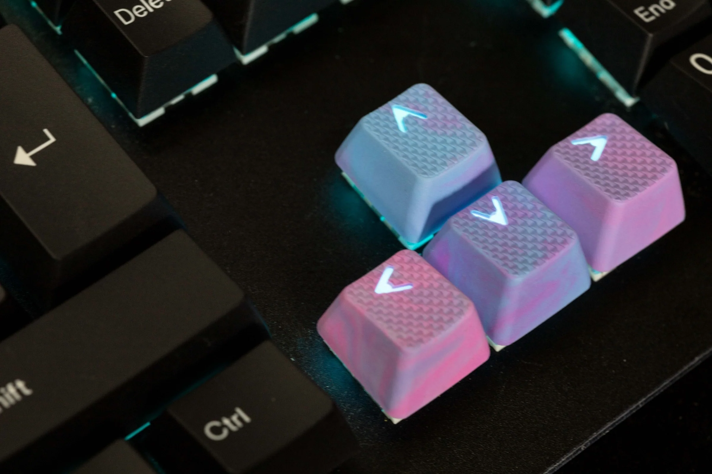 Tai-Hao Pink & Blue Camo 23 Key OEM Profile TPR Rubberized Gaming Backlit Keycap Set - Image 4