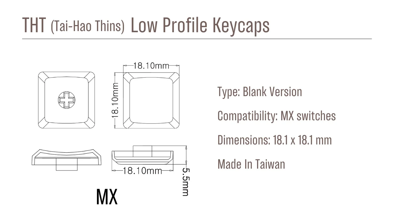 Tai-Hao Forest Green THT Blank 18 Key PBT Low Profile Keycap Set - Image 5