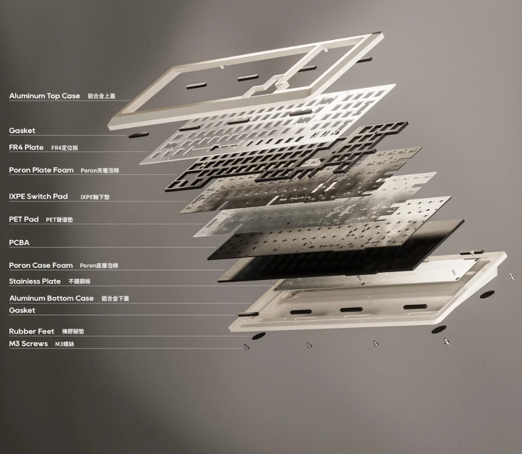 Vortex M0110A - 1800 Aluminum Barebones Hotswap RGB DIY Keyboard Kit - Image 4