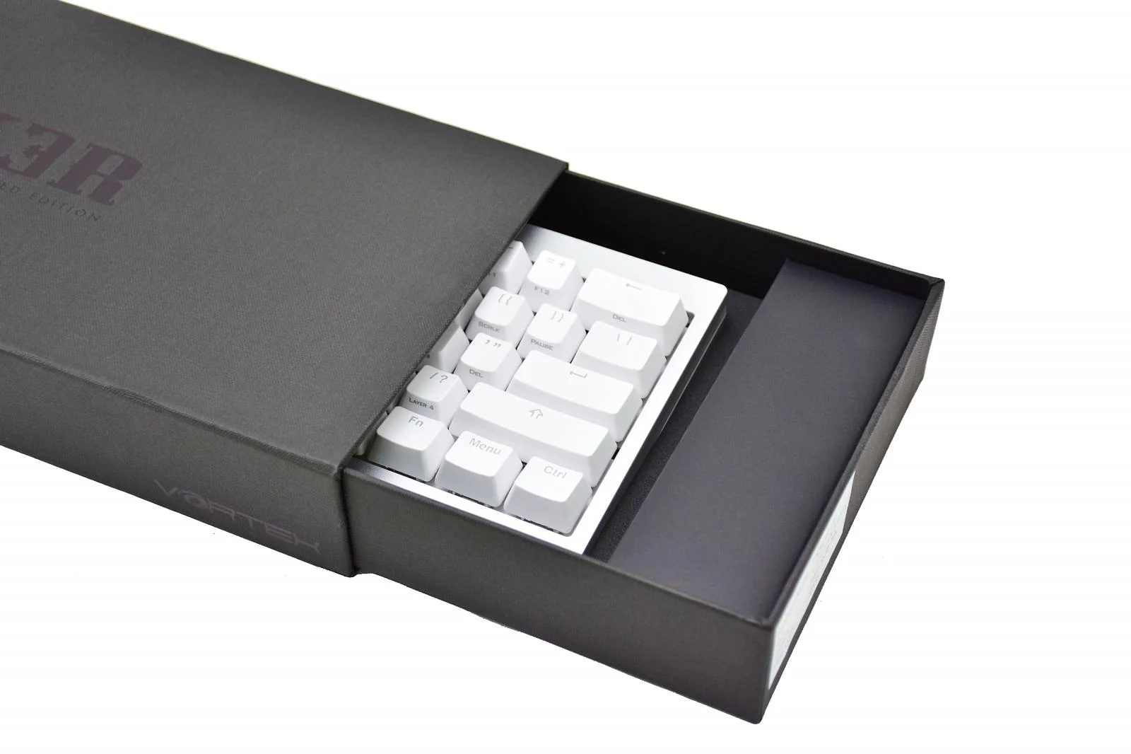 Vortex POK3R Silver LE Frosted White Border RGB LED 60% Double Shot PBT Mechanical Keyboard - Image 5
