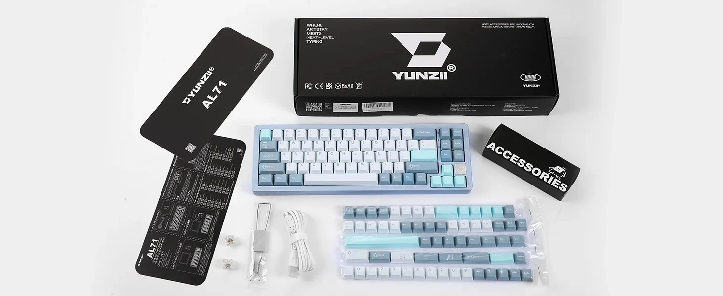 Yunzii AL71 Aluminum 65% Hotswap Bluetooth + 2.4 GHz. RGB Mechanical Keyboard - Image 9
